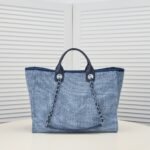 Chanel Large Deauville Tote Bag Bicolor Blue 40cm - Image 8