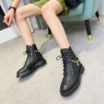 Chanel Quilted Leather Lace Up Combat Boots Black - Image 6