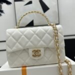 Chanel Small Flap Bag With Top Handle White 21cm AS4023 B10719 10601 - Image 5