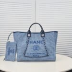 Chanel Large Deauville Tote Bag Bicolor Blue 40cm - Image 10