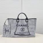 Chanel Large Deauville Tote Bag Bicolor Gray 40cm - Image 10