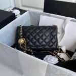 Chanel Mini Classic Handbag Pearl Crush Black 20cm - Image 10