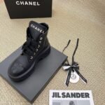Chanel CC Lace Up Boots Black - Image 4