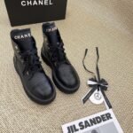 Chanel CC Lace Up Boots Black - Image 5