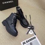 Chanel CC Lace Up Boots Black - Image 6