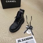 Chanel CC Lace Up Boots Black - Image 8