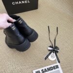 Chanel CC Lace Up Boots Black - Image 9