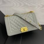 Chanel Medium Boy Bag Light Gray 25cm - Image 2