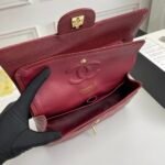 Chanel Classic Double Flap Bag Carviar Burgundy 25cm - Image 8