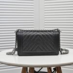 Chanel Boy Chevron Medium Handbag Black 25cm - Image 8