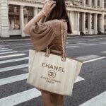Chanel Deauville Medium Tote Beige And Brown Canvas 38cm - Image 6