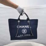 Chanel Deauville Shopping Tote Dark Blue 39cm - Image 4