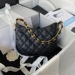 Chanel Hobo Shoulder Bag Leather Black 24cm AAS3562 B09178 94305 - Image 3