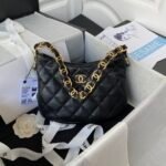Chanel Hobo Shoulder Bag Leather Black 24cm AAS3562 B09178 94305 - Image 2