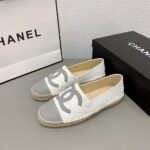 Chanel CC Espadrilles Loafer White Grey - Image 2