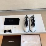 Chanel Velvet Sneakers Ivory And Black G35617 - Image 3