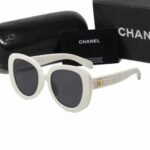 Chanel Square Sunglasses Tweed Accent in White - Image 2