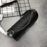 Chanel Boy Chevron Medium Handbag Calfskin Black 25cm - Image 9