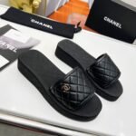 Chanel CC Quilted Platform Slides Black - Image 7