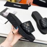 Chanel CC Quilted Platform Slides Black - Image 5