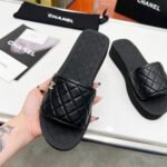 Chanel CC Quilted Platform Slides Black - Image 4