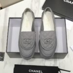 Chanel CC NIB Turnlock Moccasins Flat Loafers Grey - Image 3