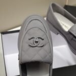 Chanel CC NIB Turnlock Moccasins Flat Loafers Grey - Image 5