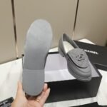 Chanel CC NIB Turnlock Moccasins Flat Loafers Grey - Image 6