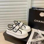 Chanel White CC Cap Toe Slipon Sneaker - Image 3