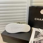 Chanel White CC Cap Toe Slipon Sneaker - Image 6