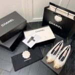 Chanel Leather Cap Toe Ballet Flats White Gold - Image 7