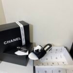 Chanel Camellia Two Tone Slides White And Black - Image 3