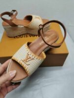 Louis Vuitton Helios Wedge Sandal Raffia Brown - Image 3