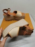 Louis Vuitton Helios Wedge Sandal Raffia Brown - Image 4