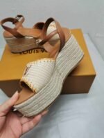 Louis Vuitton Helios Wedge Sandal Raffia Brown - Image 5