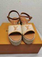 Louis Vuitton Helios Wedge Sandal Raffia Brown - Image 2
