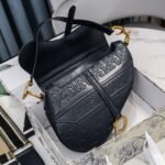Dior Saddle Bag Oblique Embossed Black 25cm - Image 7