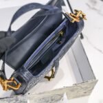 Dior Saddle Bag Oblique Embossed Black 25cm - Image 5