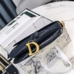 Dior Saddle Bag Oblique Embossed Black 25cm - Image 4