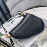 Dior Saddle Bag Oblique Embossed Black 25cm - Image 2