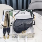 Dior Saddle Bag Oblique Embossed Black 25cm - Image 8