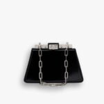 Fendi Peekaboo Cut Leather Bag Black 23cm
