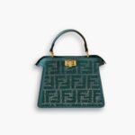 Fendi Peekaboo Iseeu Petite Bag With Crystal FF Motif Green 20Cm