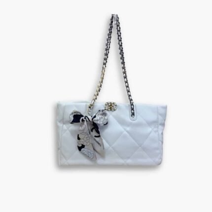 Chanel Quilted 19 East West Shopping Bag White 41Cm