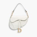 Dior Saddle Bag Oblique Embossed White 25cm
