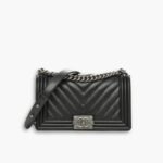 Chanel Boy Chevron Medium Handbag Black 25cm