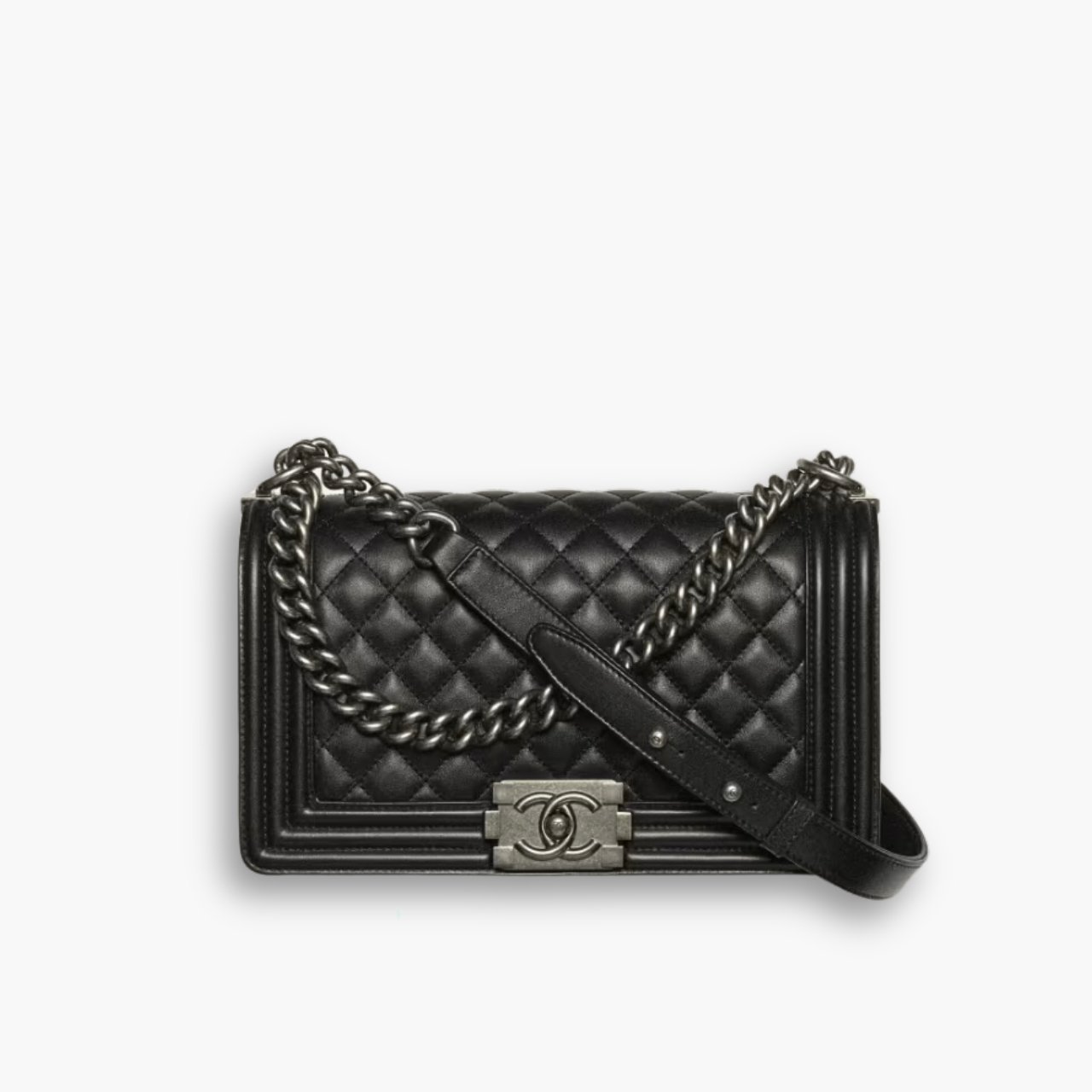 ELG_CNB1028.jpg Chanel Boy Medium Handbag Calfskin Black 25cm A67086 Y09953 94305 - Image 1