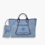 Chanel Large Deauville Tote Bag Bicolor Blue 40cm
