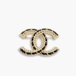 Chanel Metal And Chain Double C Brooch Black