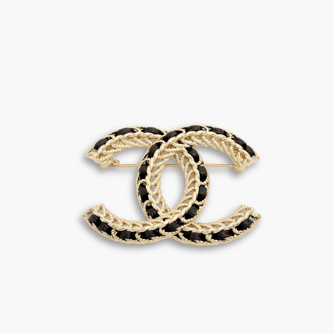 ELG_CNBRO1002-1-1.jpg Chanel Metal And Chain Double C Brooch Black - Image 1